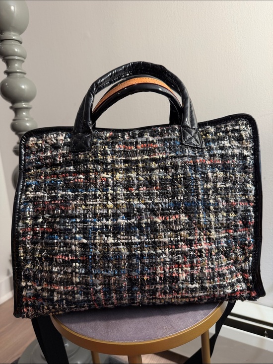MZ Wallace Handbags - MZ Wallace Medium Box Tote in a multicolored tweed fabric also a crossbody